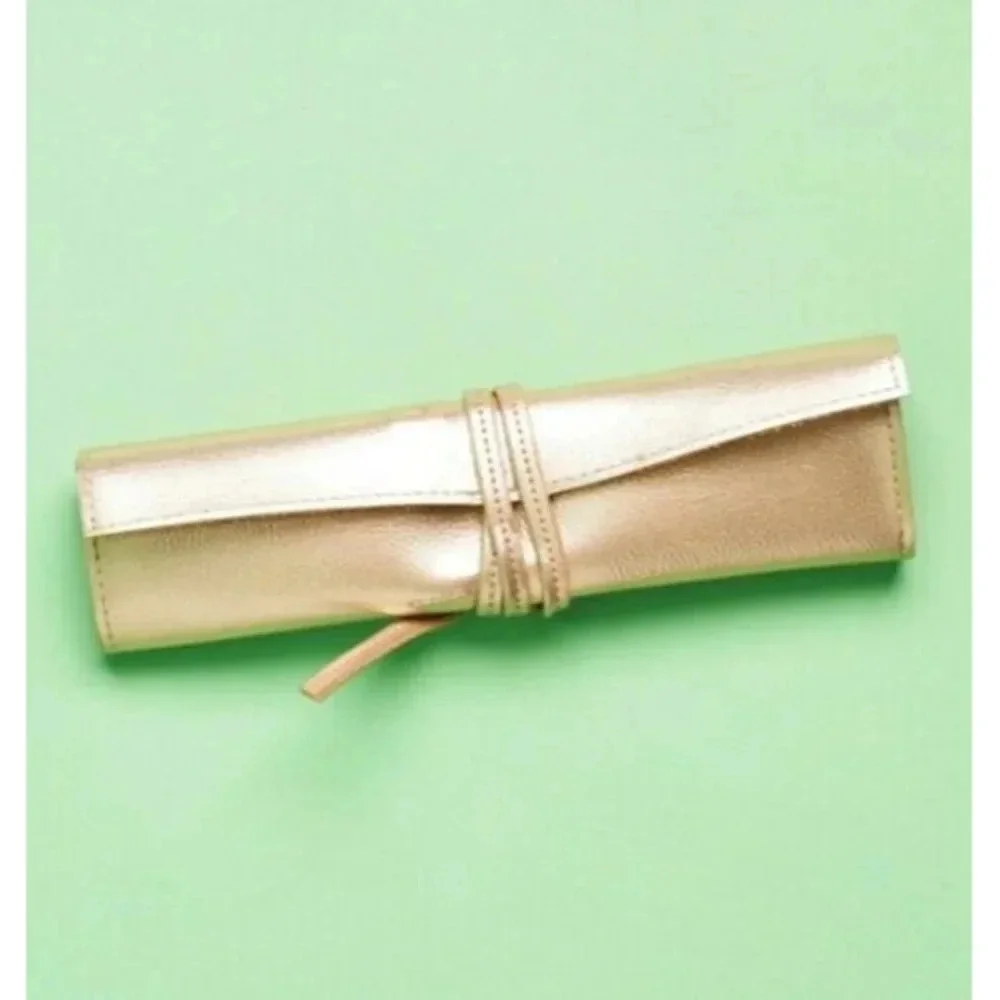 Makeup‎ Brush Roll from Macy's Beauty Box Metallic Gold Leather Look NEW​​